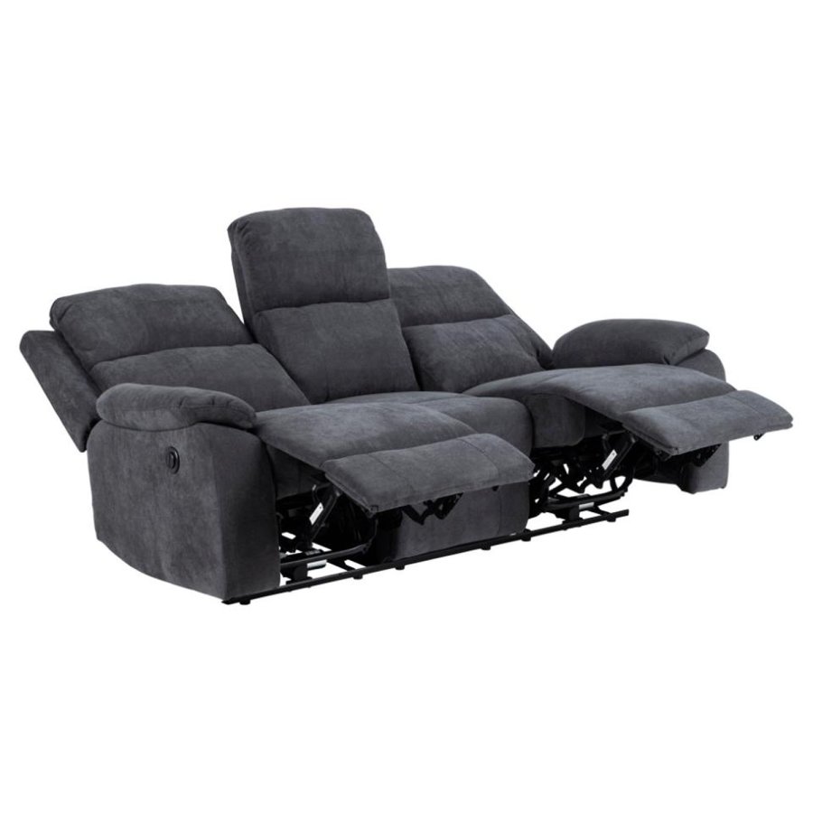 ACT NORDIC Mora 3 pers. recliner sofa, elektrisk, m. C stik - mrkegr stof og sort metal