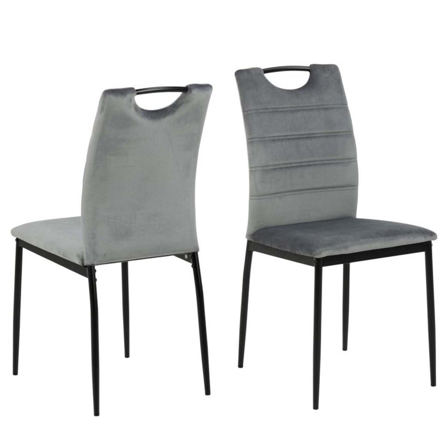 ACT NORDIC Dia spisebordsstol - mrkegr polyester og sort metal