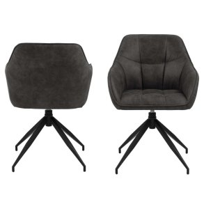 ACT NORDIC Brenda spisebordsstol, m. armln og drejefunktion - antracitgr polyester og sort metal