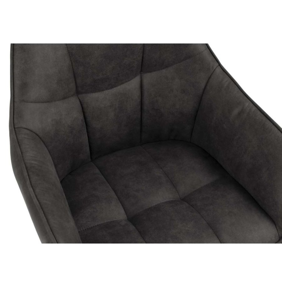 ACT NORDIC Brenda spisebordsstol, m. armln og drejefunktion - antracitgr polyester og sort metal