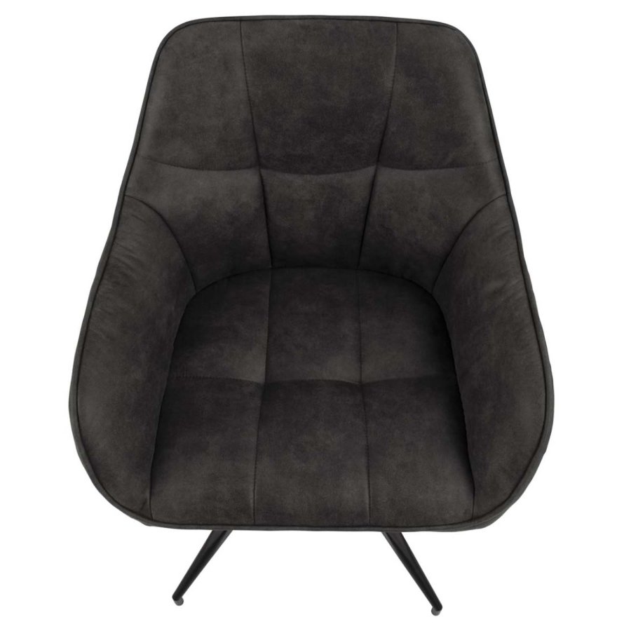 ACT NORDIC Brenda spisebordsstol, m. armln og drejefunktion - antracitgr polyester og sort metal