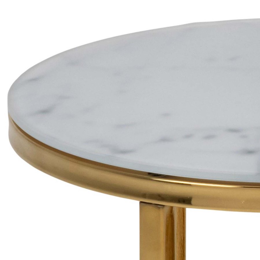 ACT NORDIC Alisma indskudsborde -  hvid marmorprint glas og guld metal