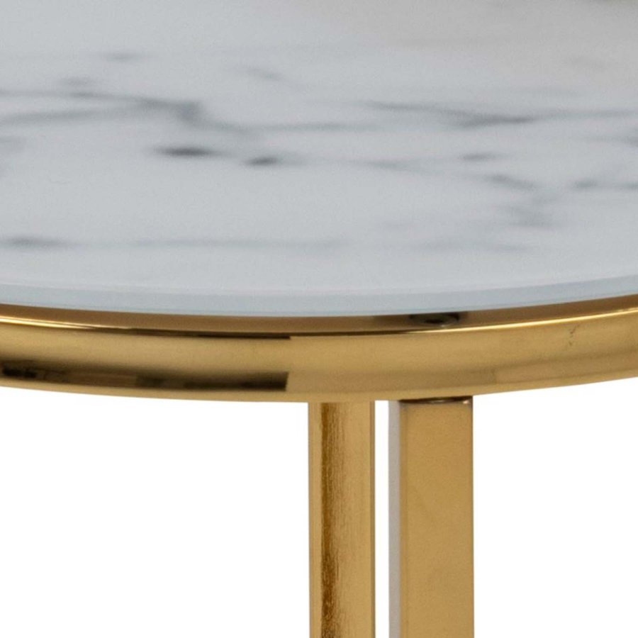 ACT NORDIC Alisma indskudsborde -  hvid marmorprint glas og guld metal