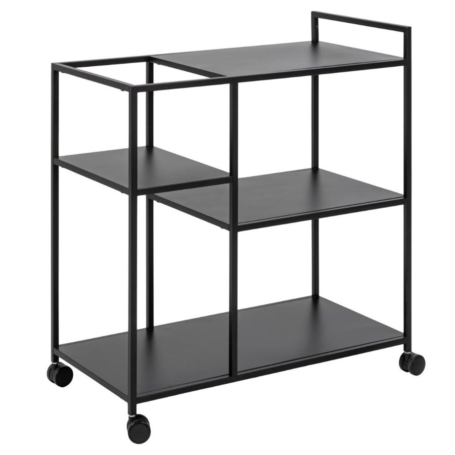 ACT NORDIC Newcastle rullebord, m. 3 hylder - sort metal (78x40)