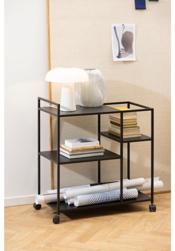 ACT NORDIC Newcastle rullebord, m. 3 hylder - sort metal (78x40)