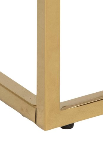 ACT NORDIC Alisma sengebord, m. hylde - hvid marmorprint glas og guld metal (45x40)