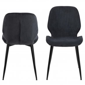 ACT NORDIC Femke spisebordsstol - antracitgr fljl og sort metal