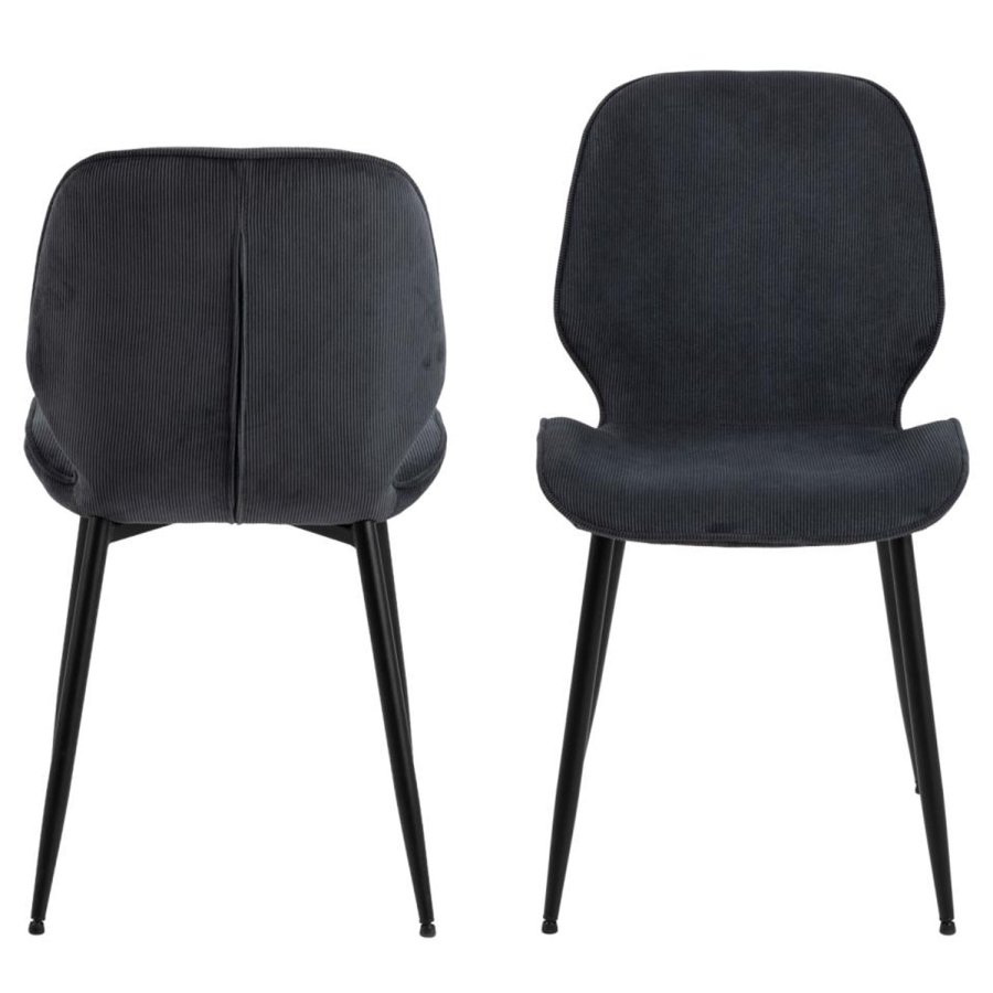 ACT NORDIC Femke spisebordsstol - antracitgr fljl og sort metal