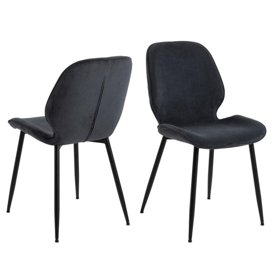 ACT NORDIC Femke spisebordsstol - antracitgr fljl og sort metal