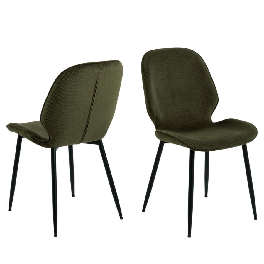 ACT NORDIC Femke spisebordsstol - grn fljl og sort metal