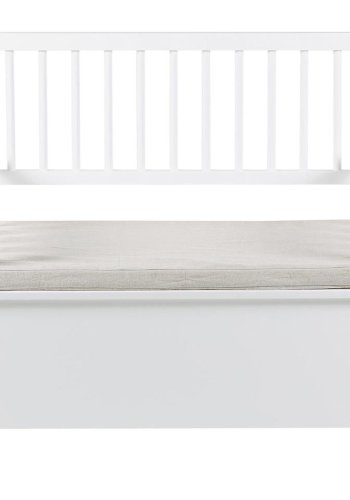 ACT NORDIC Aster bnk, m. hynde og opbevaring - beige polyester og hvid MDF (90x48)