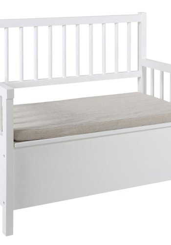 ACT NORDIC Aster bnk, m. hynde og opbevaring - beige polyester og hvid MDF (90x48)