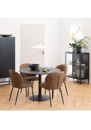 ACT NORDIC Patricia spisebordsstol - lysebrun polyester og sort metal