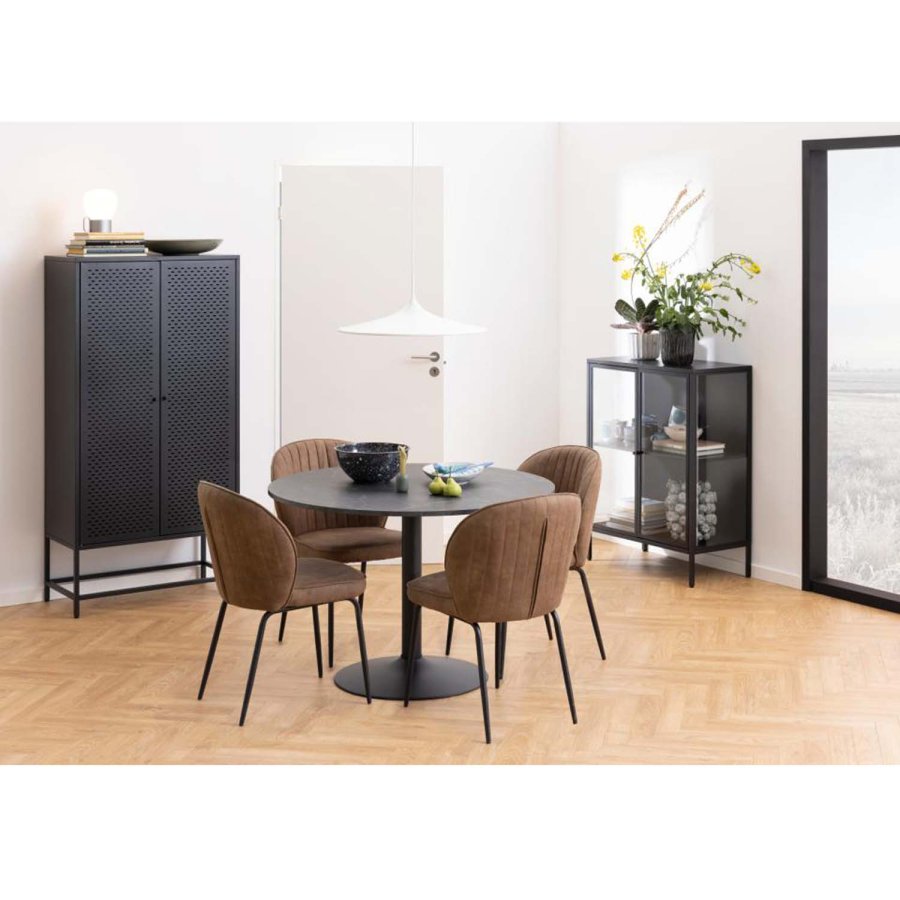 ACT NORDIC Patricia spisebordsstol - lysebrun polyester og sort metal