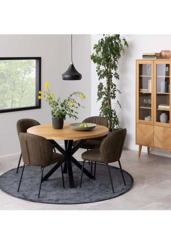 ACT NORDIC Patricia spisebordsstol - lysebrun polyester og sort metal