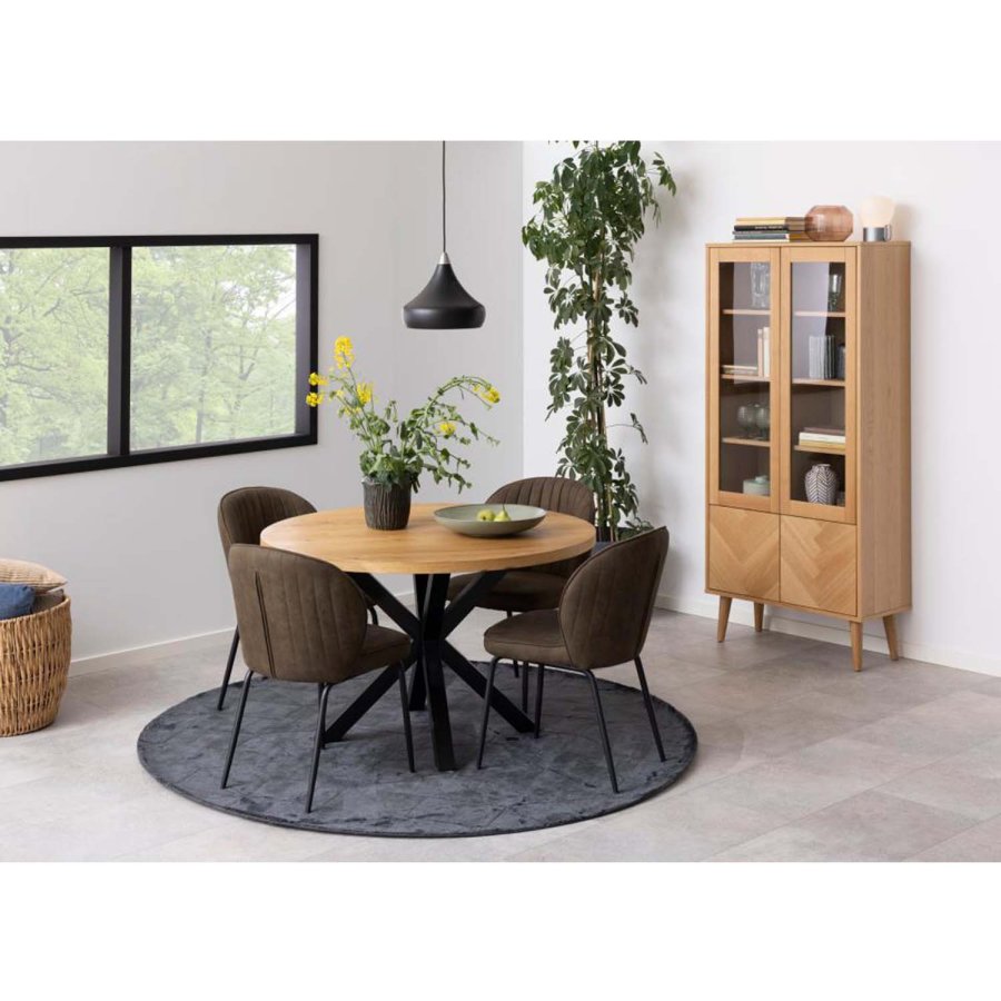 ACT NORDIC Patricia spisebordsstol - lysebrun polyester og sort metal