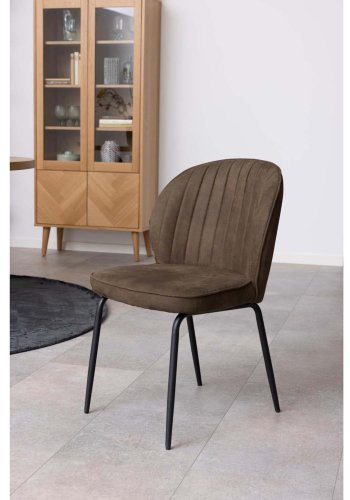 ACT NORDIC Patricia spisebordsstol - lysebrun polyester og sort metal