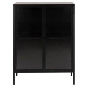 ACT NORDIC Newcastle vitrineskab, m. 2 glaslger - sort metal