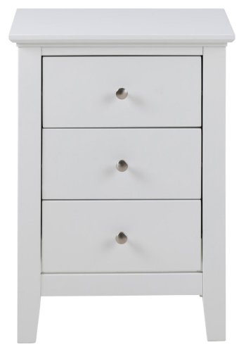 ACT NORDIC Linnea sengebord, m. 3 skuffer - hvid MDF (45x34)