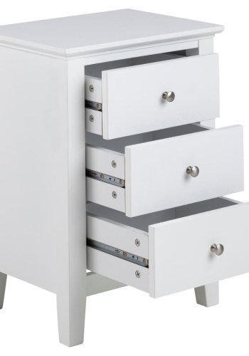 ACT NORDIC Linnea sengebord, m. 3 skuffer - hvid MDF (45x34)
