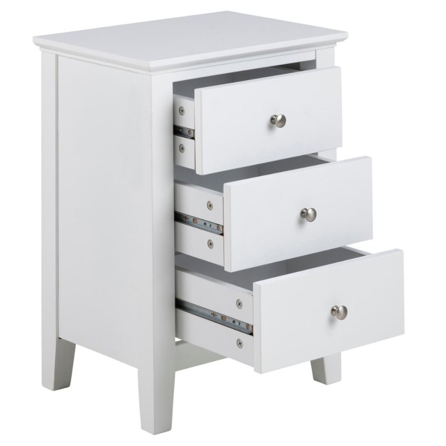 ACT NORDIC Linnea sengebord, m. 3 skuffer - hvid MDF (45x34)