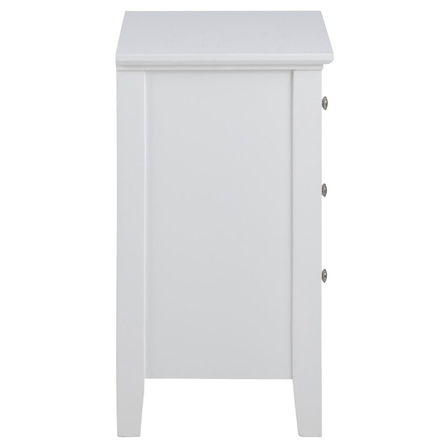 ACT NORDIC Linnea sengebord, m. 3 skuffer - hvid MDF (45x34)