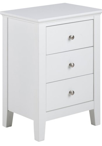 ACT NORDIC Linnea sengebord, m. 3 skuffer - hvid MDF (45x34)
