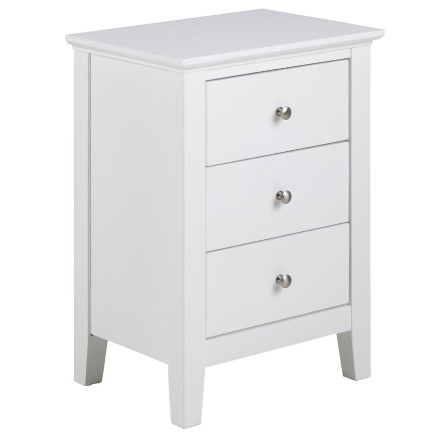 ACT NORDIC Linnea sengebord, m. 3 skuffer - hvid MDF (45x34)
