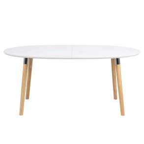 ACT NORDIC Belina spisebord, m. tillgsplader - hvid MDF og natur gummitr (170/270x100)