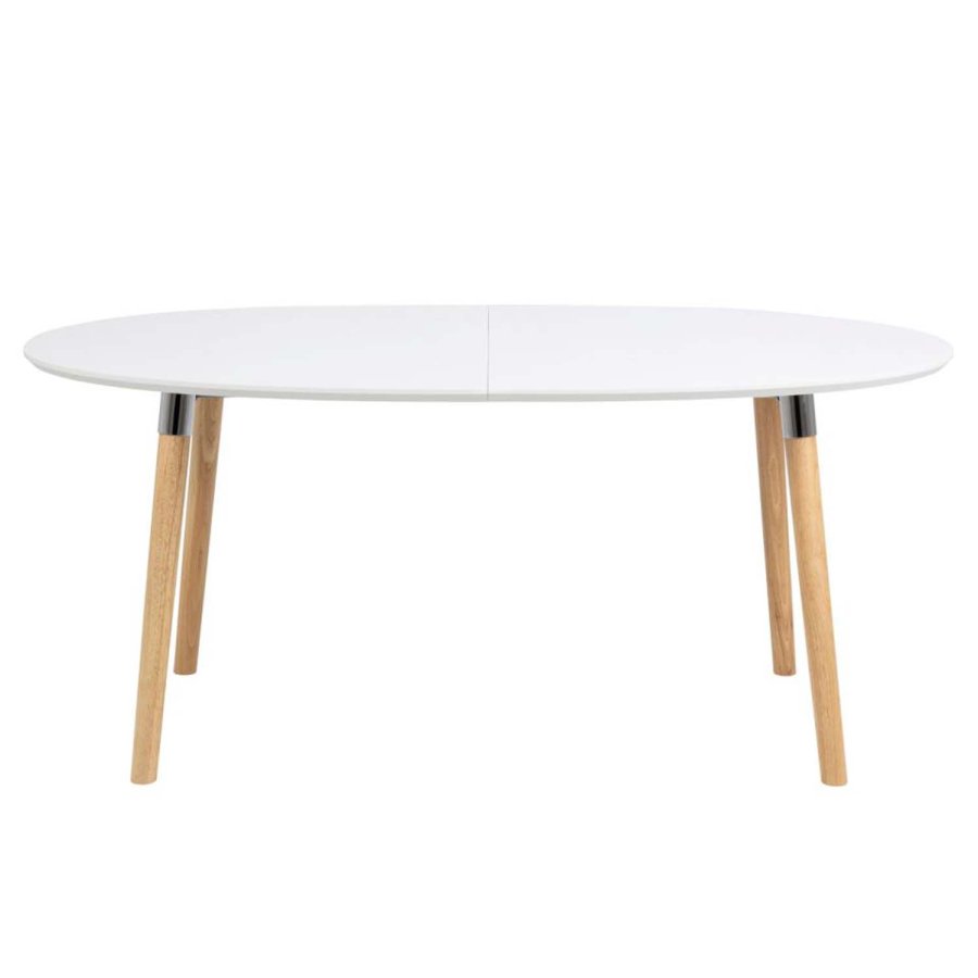 ACT NORDIC Belina spisebord, m. tillgsplader - hvid MDF og natur gummitr (170/270x100)