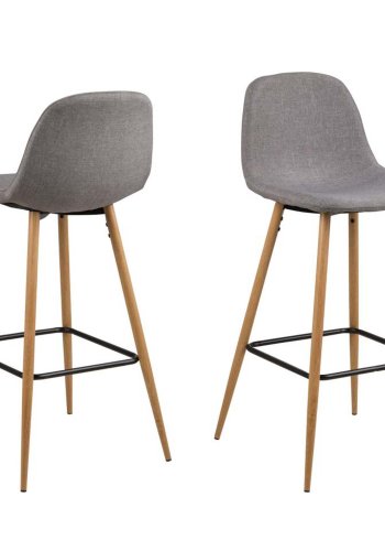 ACT NORDIC Wilma barstool Sawana fabric light grey 21, foot rest, black, base metal Tr (massiv egetr) look, box/ 2 pcs