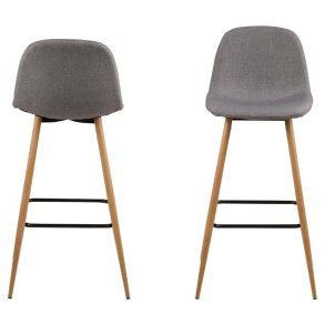 ACT NORDIC Wilma barstool Sawana fabric light grey 21, foot rest, black, base metal Tr (massiv egetr) look, box/ 2 pcs