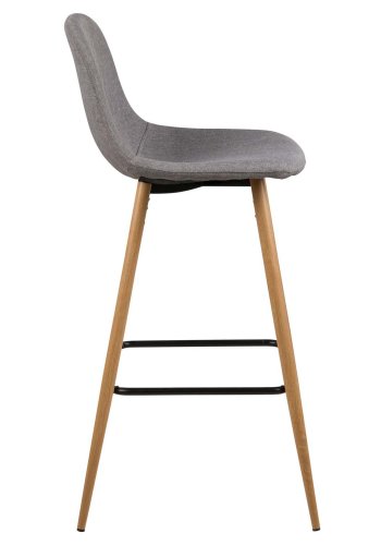 ACT NORDIC Wilma barstool Sawana fabric light grey 21, foot rest, black, base metal Tr (massiv egetr) look, box/ 2 pcs