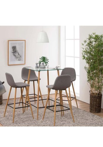 ACT NORDIC Wilma barstool Sawana fabric light grey 21, foot rest, black, base metal Tr (massiv egetr) look, box/ 2 pcs