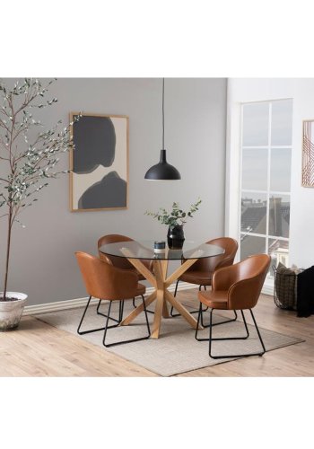 ACT NORDIC Heaven spisebord, rund - klar glas og egefolie metal (119) 