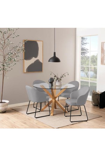 ACT NORDIC Heaven spisebord, rund - klar glas og egefolie metal (119) 