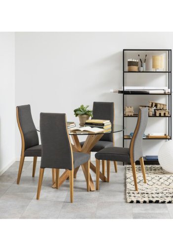 ACT NORDIC Heaven spisebord, rund - klar glas og egefolie metal (119) 