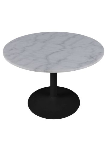 ACT NORDIC Rund Tarifa spisebord m. trompetfod - hvid Guangxi marmor og sort metal (110)