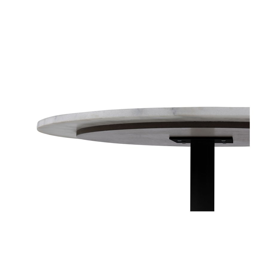 ACT NORDIC Rund Tarifa spisebord m. trompetfod - hvid Guangxi marmor og sort metal (110)