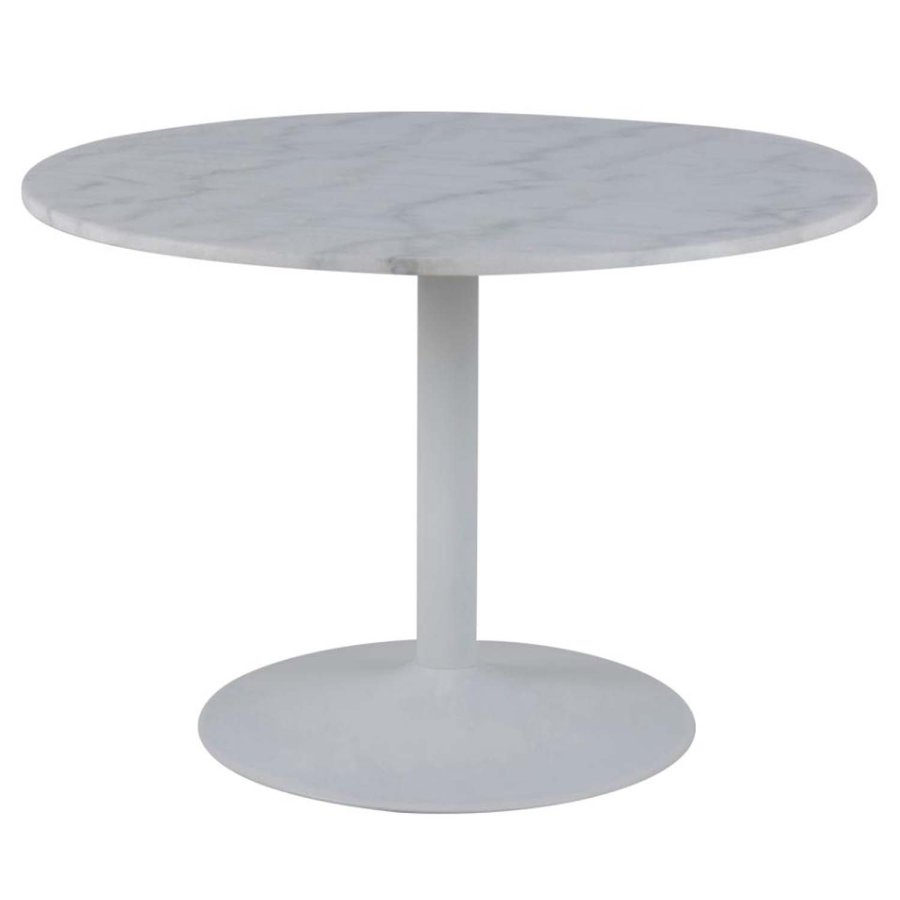 ACT NORDIC Tarifa spisebord, rund - hvid Guangxi marmor og hvid metal (110)