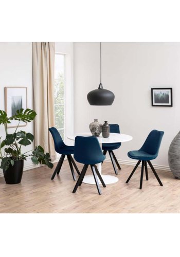 ACT NORDIC Tarifa spisebord, rund - hvid Guangxi marmor og hvid metal (110)