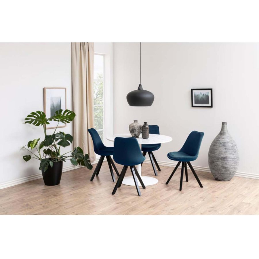 ACT NORDIC Tarifa spisebord, rund - hvid Guangxi marmor og hvid metal (110)