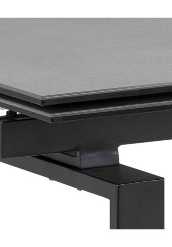 ACT NORDIC Huddersfield spisebord m. 2 tillgsplader - sort glas og metal (160/240x85)