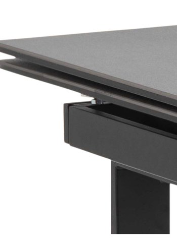 ACT NORDIC Huddersfield spisebord m. 2 tillgsplader - sort glas og metal (160/240x85)