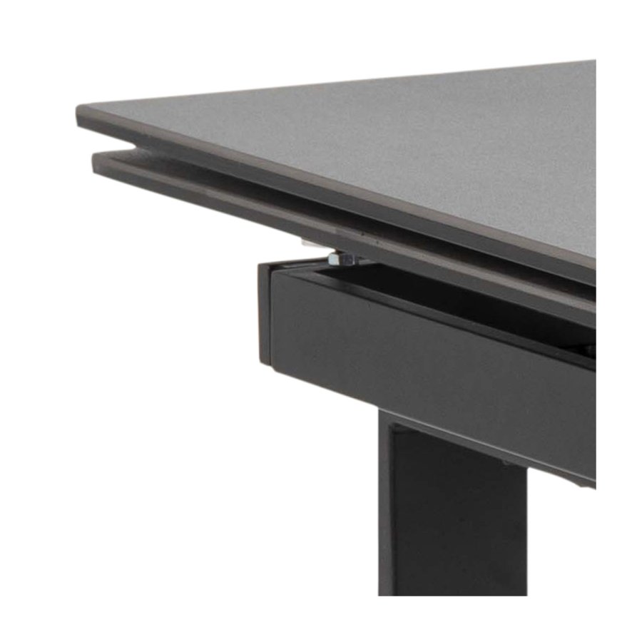 ACT NORDIC Huddersfield spisebord m. 2 tillgsplader - sort glas og metal (160/240x85)