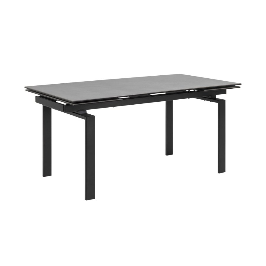 ACT NORDIC Huddersfield spisebord m. 2 tillgsplader - sort glas og metal (160/240x85)
