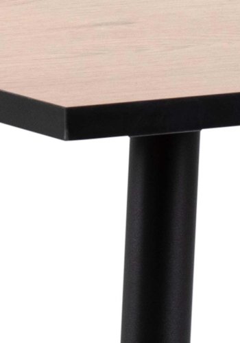 ACT NORDIC Wilma spisebord, kvadratisk - natur vildeg melamin og sort metal (80x80)