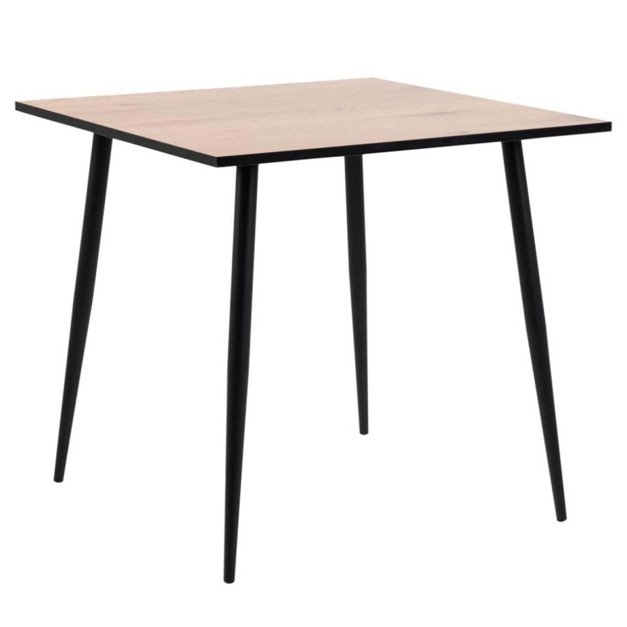 ACT NORDIC Wilma spisebord, kvadratisk - natur vildeg melamin og sort metal (80x80)