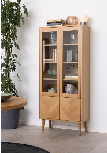 ACT NORDIC Nagano vitrineskab, m. 2 lger - glas og natur egefiner/eg