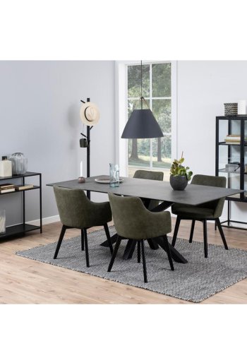 Act Nordic Seaford vitrineskab, m. 2 lger og 3 hylder - glas, sort melamin ask og sort metal